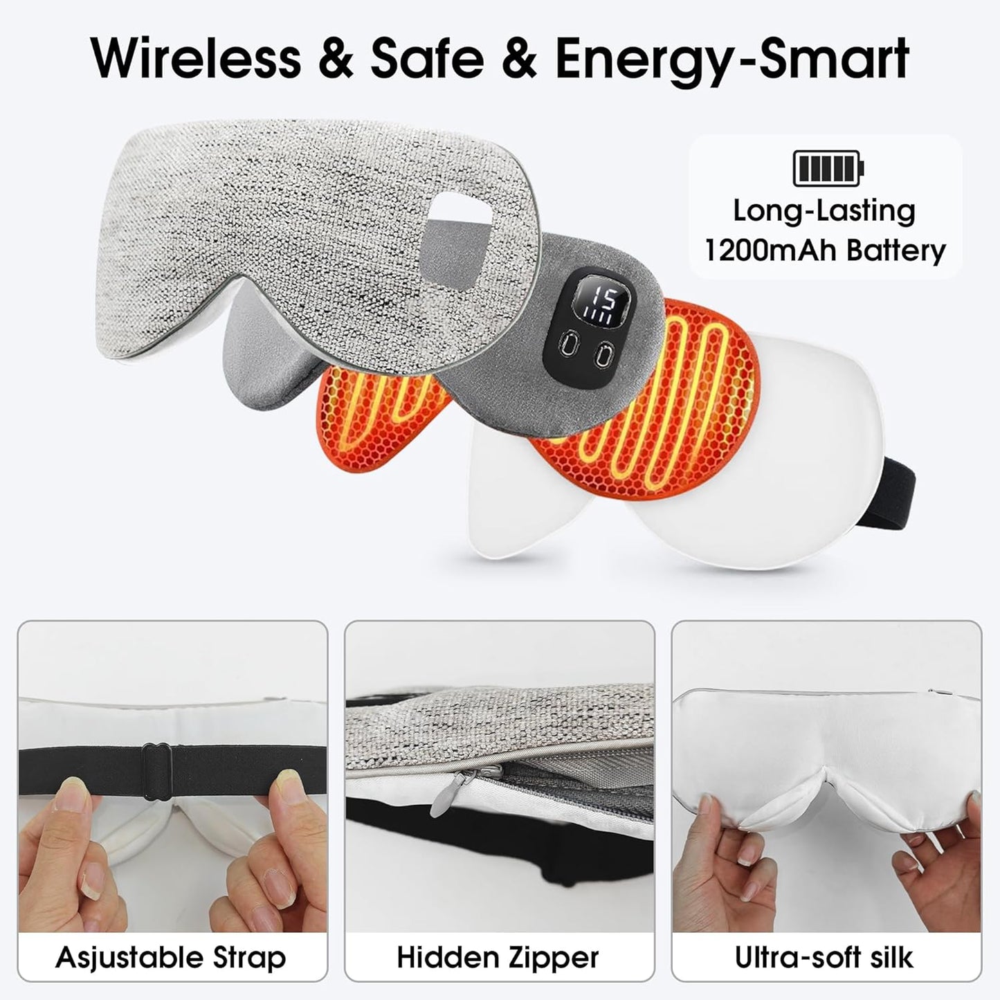 Cordless Heated Silk Eye Relief Mask